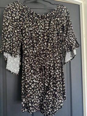 Express Black Floral Off-Shoulder Women's Top